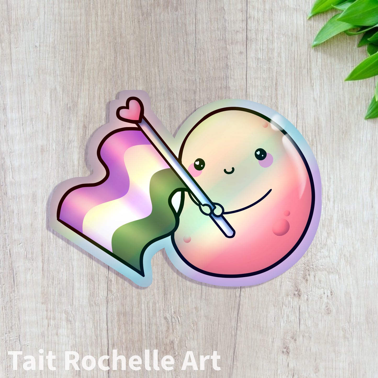 Genderqueer Potaito Holographic Sticker