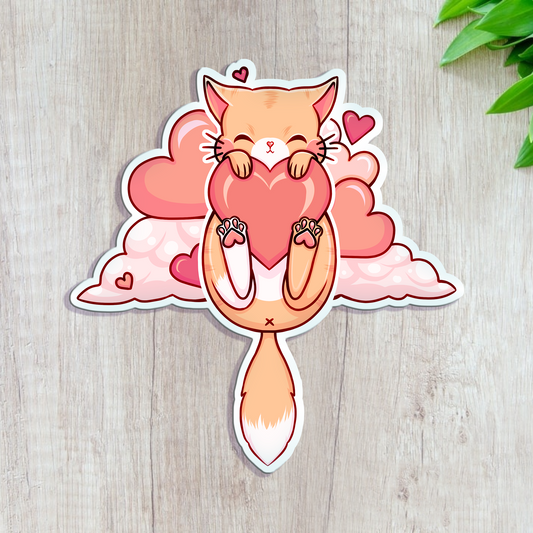 Love Heart Cat Sticker