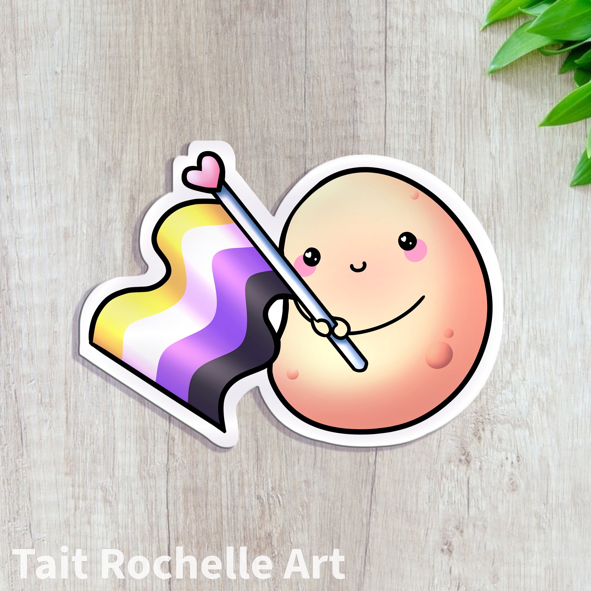 Non-binary Potaito Holographic Sticker – Tait Rochelle Art