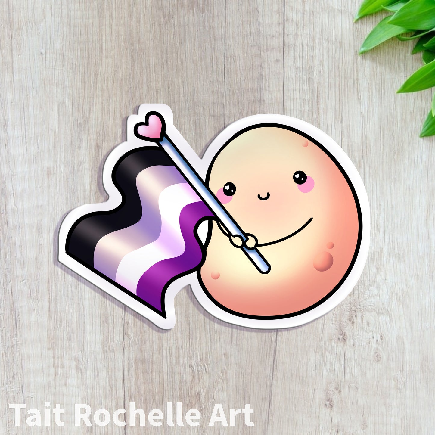 Asexual Potaito Holographic Sticker