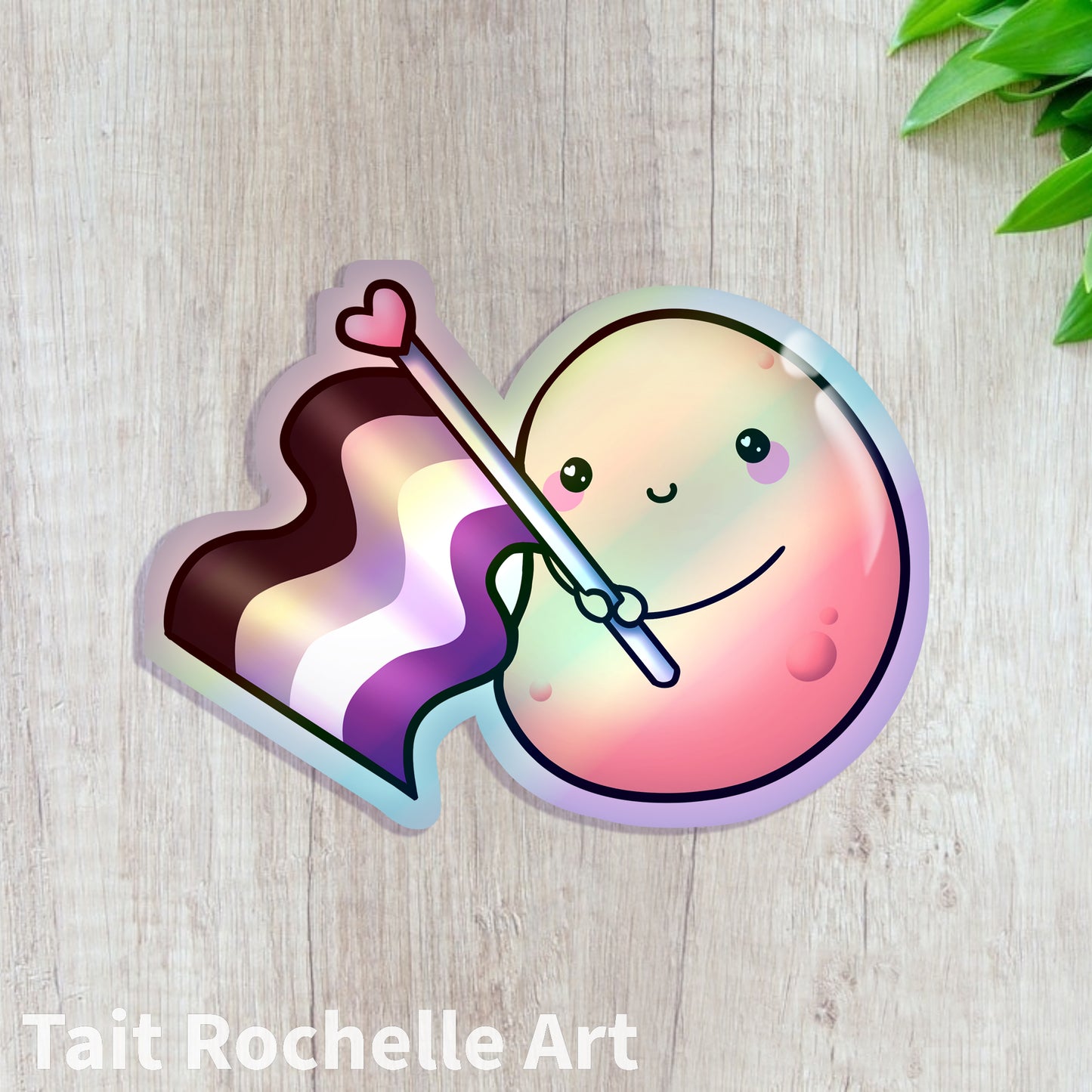 Asexual Potaito Holographic Sticker